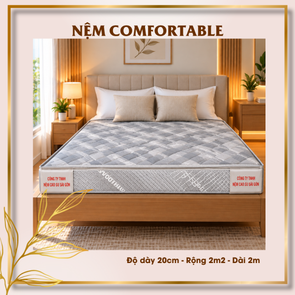 Nệm Cao Su Non Tổng Hợp Comfortable Dày 20cm Rộng 2m2 Dài 2m