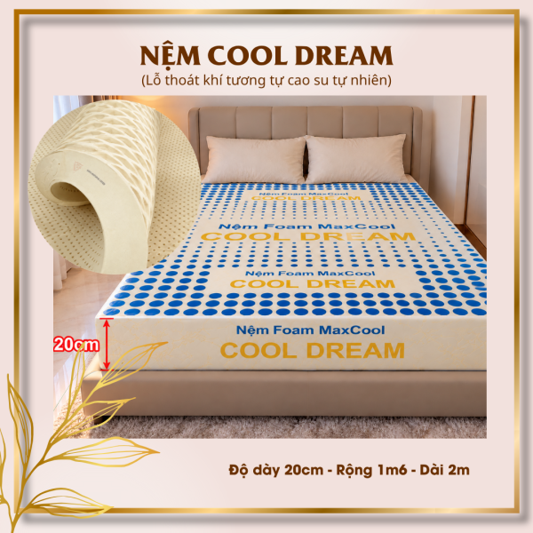 Nệm Cao Su Non Cao Cấp Cool Dream Dày 20cm Rộng 1m6 Dài 2m