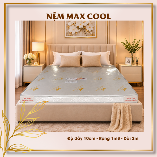 Nệm Cao Su Non Max Cool Dày 10cm Rộng 1m8 Dài 2m